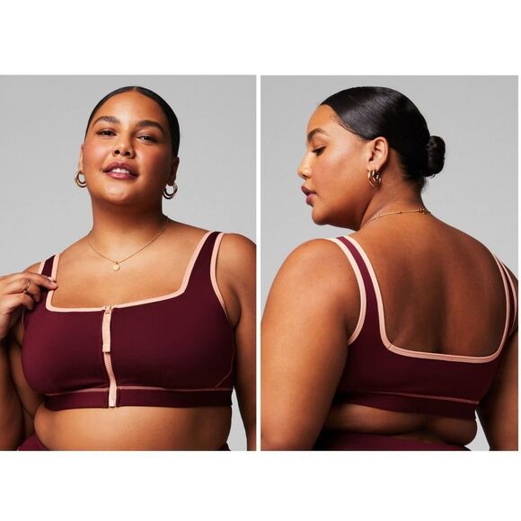 Fabletics Other - Fabletics NWT Merlot/Coral Barrier Scuba Low Impact Bra Plus Size 4X Front Zip